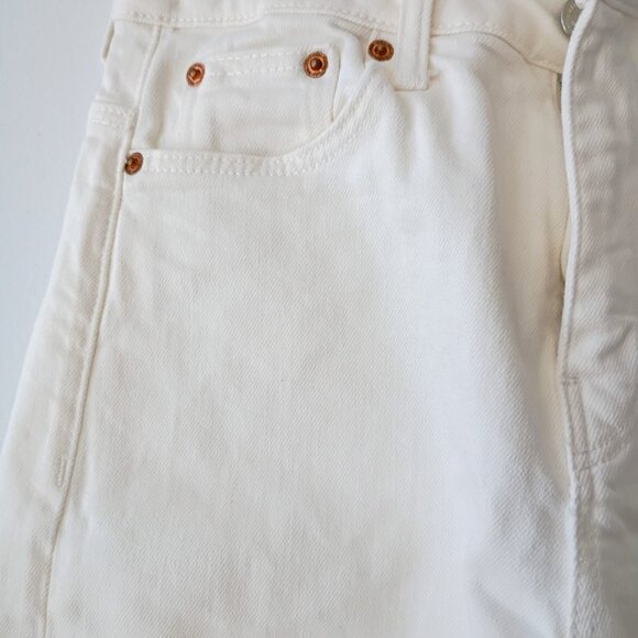 ZARA Off-White High Rise Straight Leg Jeans Women’s Size 2 Raw Hem Denim - Picture 3 of 7